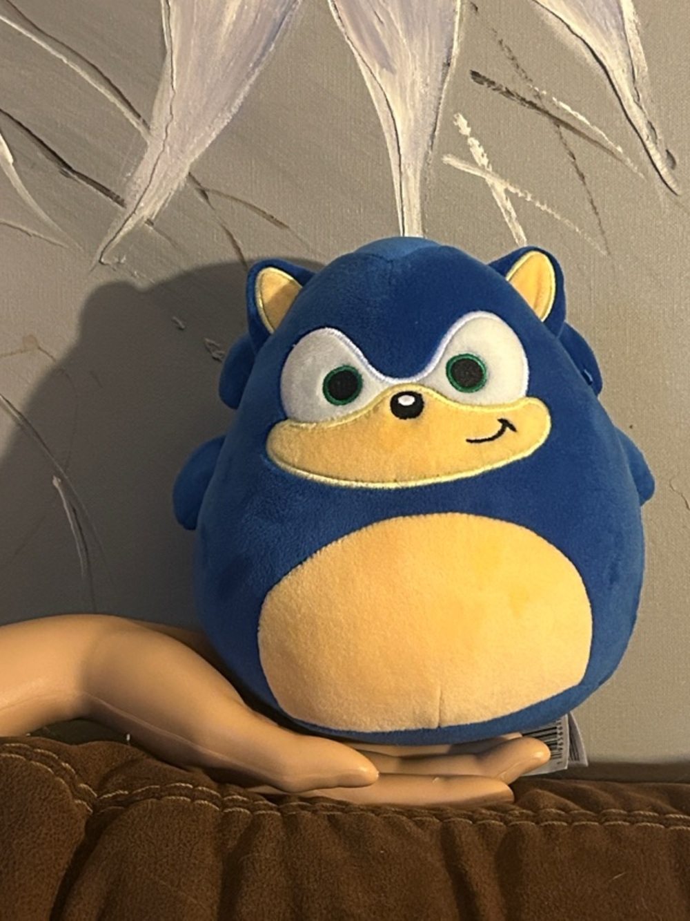 Round Blue Plush Fish Stuffed Toy with Cream Belly